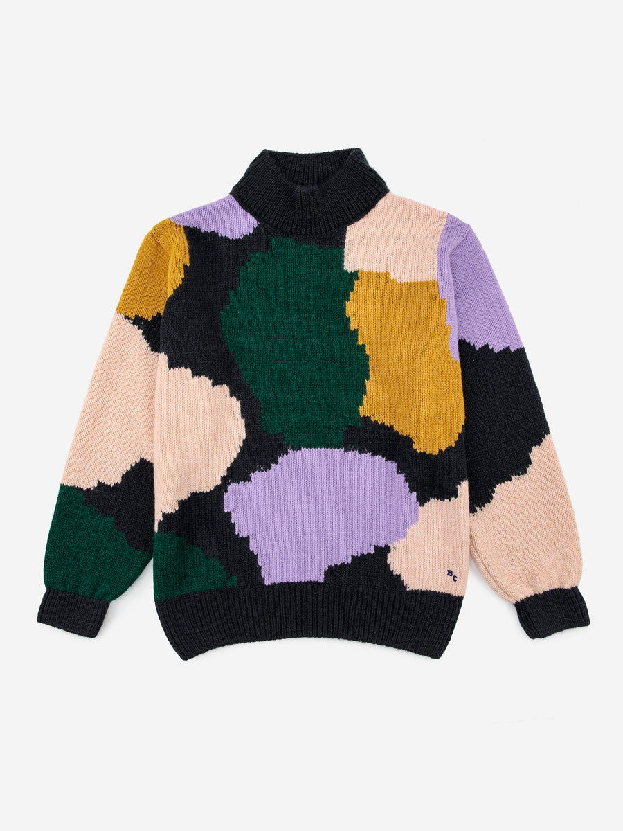 MULTICOLOUR JACQUARD HIGH NECK KNITTED JUMPER
