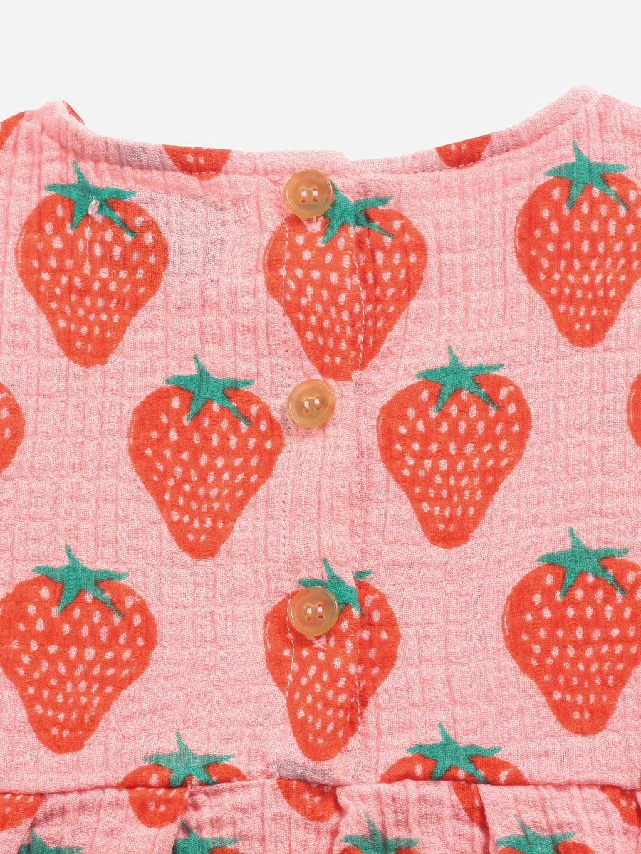 STRAWBERRY ALL OVER WOVEN DRESS