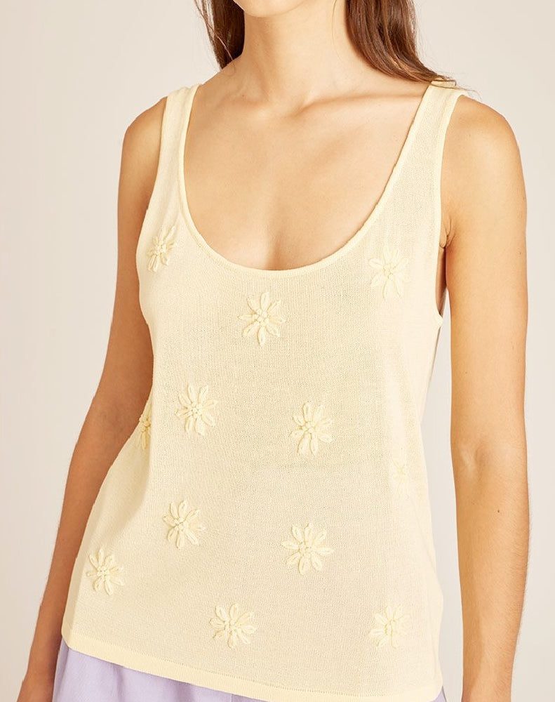 FLOWERS TRICOT TOP YELLOW