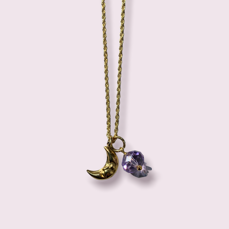 PURPLE MOON NECKLACE 18K GOLD PLATED