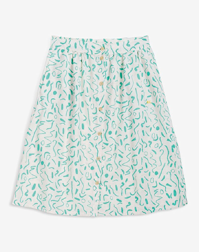 SERPENTINE PRINTED BUTTONED SKIRT